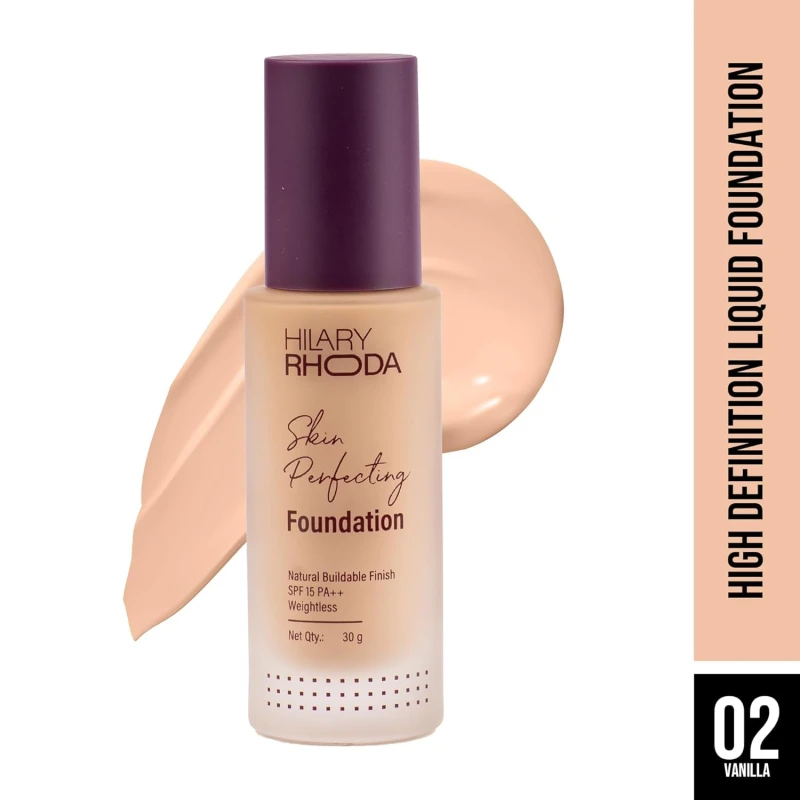 PREMIUM Skin Perfecting Foundation | With SPF 15 | Super Matte Finish | Full Coverage | Oil-Control & Paraben-Free | 6 Shades | Conceals Fine Lines & Blemishes | 30g (Vanilla| Shade 02) SH-7711 - Thumbnail 2